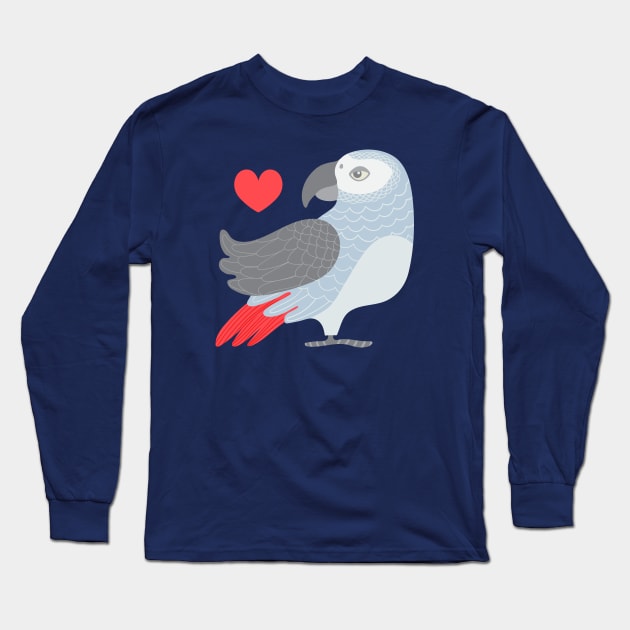 PARROT LOVE Tropical Bird with Heart - UnBlink Studio by Jackie Tahara Long Sleeve T-Shirt by UnBlink Studio by Jackie Tahara